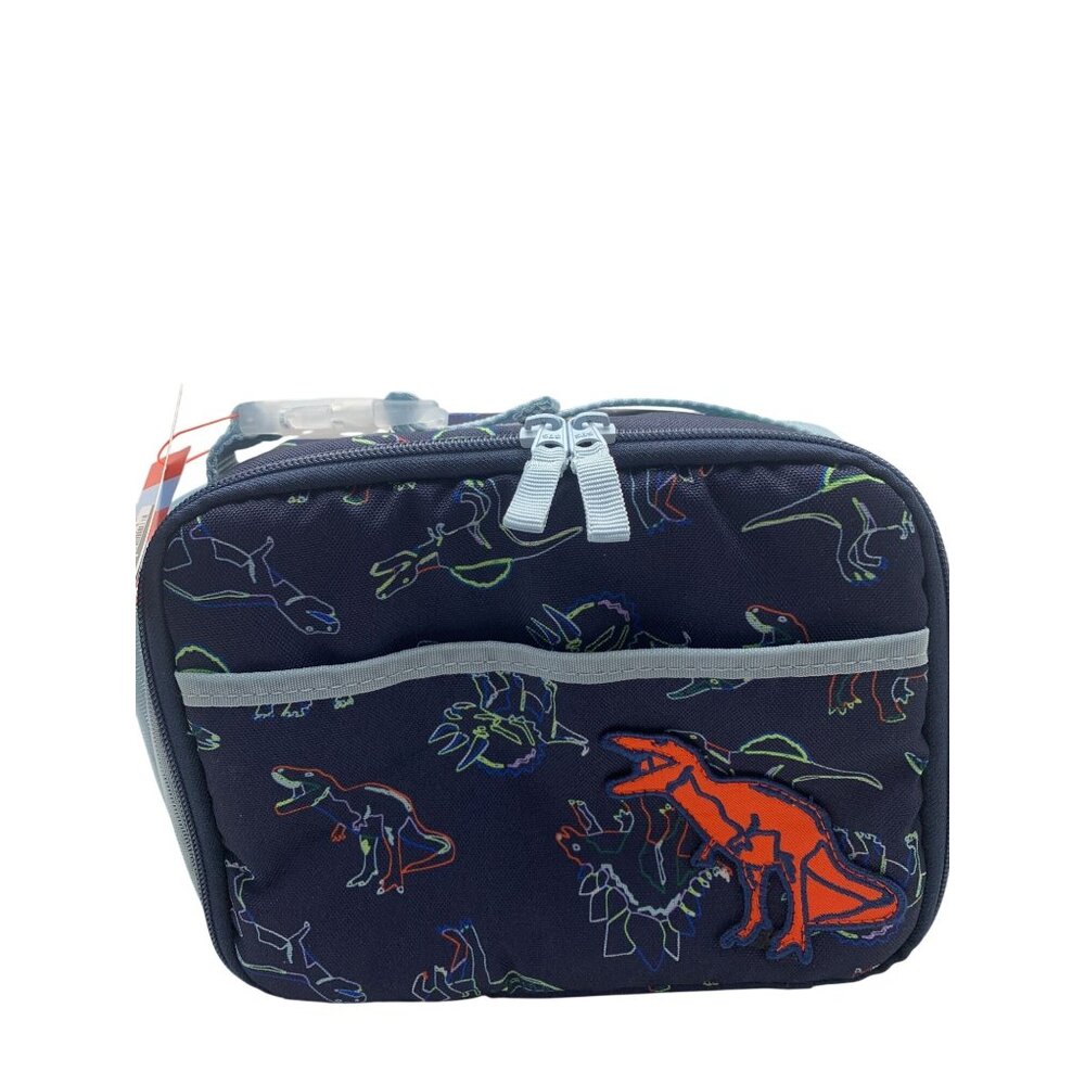 Dinosaur Print Kids Lunch Bag With Adjustable Strap & Insulated Interior For Foo
